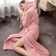 INS nightgown, women's winter, mid-length, thickened, hooded flannel bathrobe, cute coral fleece pajamas for students, autumn. INS nightgown, women's winter, mid-length, thickened, hooded flannel bathrobe, cute coral fleece pajamas for students, autumn.