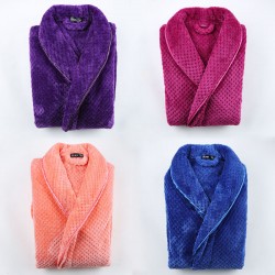 Autumn and Winter Thickened Flannel Baby Fleece Couple's Nightgown for Men and Women Extra Long Fixed Waist Yukata