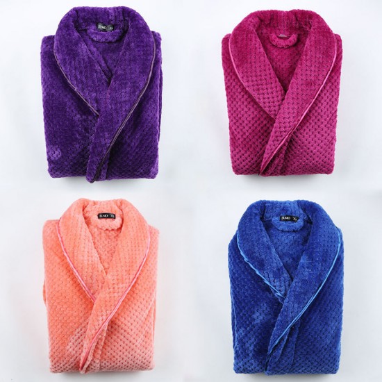 Autumn and Winter Thickened Flannel Baby Fleece Couple's Nightgown for Men and Women Extra Long Fixed Waist Yukata Autumn and Winter Thickened Flannel Baby Fleece Couple's Nightgown for Men and Women Extra Long Fixed Waist Yukata