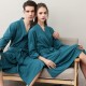 Spring and Summer Women's Thin Waffle Couple's Nightgown for Men and Women Summer Three-Quarter Sleeve Korean Style Absorbent Yukata