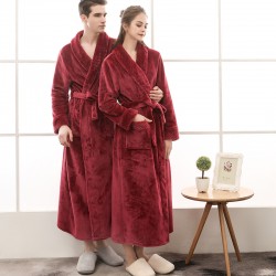 Autumn and Winter Plus Size Flannel Couple's Nightgown for Men and Women Baby Fleece Spliced Thickened Long Bathrobe Autumn and Winter Plus Size Flannel Couple's Nightgown for Men and Women Baby Fleece Spliced Thickened Long Bathrobe