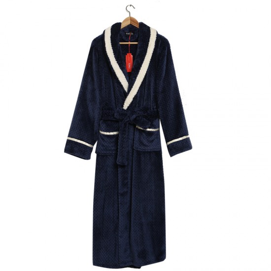 Ins simple, long, pocket-strap flannel robes for women and men for autumn and winter. Ins simple, long, pocket-strap flannel robes for women and men for autumn and winter.