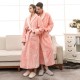 Ins simple, long, pocket-strap flannel robes for women and men for autumn and winter. Ins simple, long, pocket-strap flannel robes for women and men for autumn and winter.