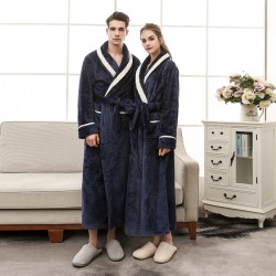 Ins simple, long, pocket-strap flannel robes for women and men for autumn and winter. Ins simple, long, pocket-strap flannel robes for women and men for autumn and winter.