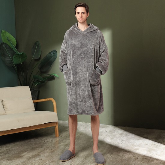 Autumn/Winter Plus Size Flannel Couple's Nightgown, Women's Winter Extra-Long Coral Fleece Bathrobe, Men's European Size Loungewear Autumn/Winter Plus Size Flannel Couple's Nightgown, Women's Winter Extra-Long Coral Fleece Bathrobe, Men's European Size Loungewear