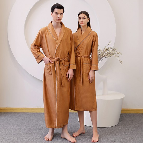 Summer thin satin bathrobe absorbent quick-drying couple's robe, extra long and plus-size for men, spring and autumn Summer thin satin bathrobe absorbent quick-drying couple's robe, extra long and plus-size for men, spring and autumn