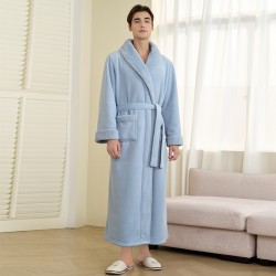 Men's nightgown, winter, plus-size Thick coral fleece pajamas for men, comfortable cotton velvet bathrobes for autumn and winter, plus-size home robes.