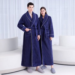 Extra-long nightgown set, autumn/winter, thickened coral fleece with pants, men's, plus-size, plush, plush, women's nightgown.