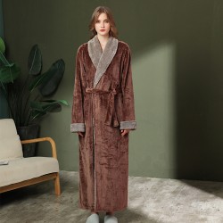 Comfortable Cotton Fleece Nightgown with Jacquard Outer Layer Arctic fleece bathrobes with inner layers. European and American double-layered, thickened, and long pajamas. Comfortable Cotton Fleece Nightgown with Jacquard Outer Layer Arctic fleece bathrobes with inner layers. European and American double-layered, thickened, and long pajamas.