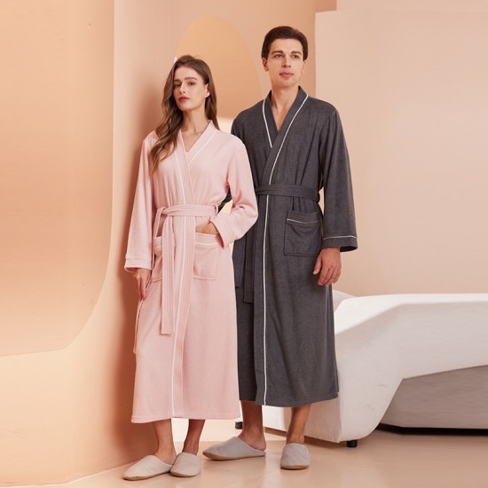 New Men's and Women's Towel Bathrobe Long Sleeve Absorbent Quick-Drying Summer Style New Men's and Women's Towel Bathrobe Long Sleeve Absorbent Quick-Drying Summer Style