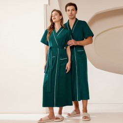 Extra-long, soft, absorbent terry bathrobe for women, short-sleeved, large-size, new summer makeup robe, bath towel robe for men. Extra-long, soft, absorbent terry bathrobe for women, short-sleeved, large-size, new summer makeup robe, bath towel robe for men.