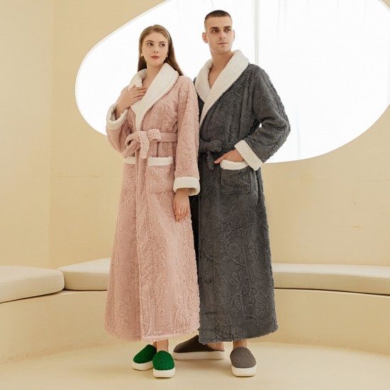 Men's double-layered, thickened, comfortable cotton velvet nightgown, men's, winter long plus-size, jacquard flannel bathrobe. Autumn Men's double-layered, thickened, comfortable cotton velvet nightgown, men's, winter long plus-size, jacquard flannel bathrobe. Autumn