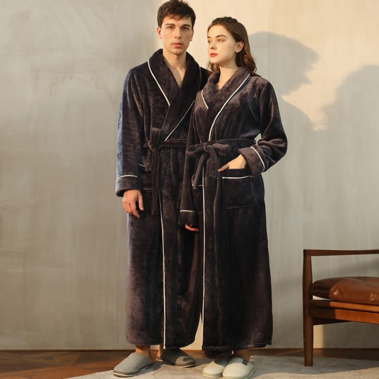 Extra-Long Nightgown for Men and Women, Autumn/Winter Plus-Sized Coral Fleece Pajamas for Men, Thickened Winter Couple's Flannel Pajamas for Men Extra-Long Nightgown for Men and Women, Autumn/Winter Plus-Sized Coral Fleece Pajamas for Men, Thickened Winter Couple's Flannel Pajamas for Men