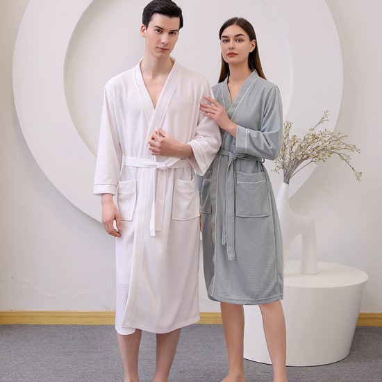 All Seasons Commuter Nightgown for Women Summer Plus Size Waffle Couple's Bathrobe Men's three-quarter sleeve absorbent quick-drying pajamas All Seasons Commuter Nightgown for Women Summer Plus Size Waffle Couple's Bathrobe Men's three-quarter sleeve absorbent quick-drying pajamas