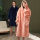 Autumn/Winter Plus Size Flannel Couple's Nightgown, Women's Winter Extra-Long Coral Fleece Bathrobe, Men's European Size Loungewear Autumn/Winter Plus Size Flannel Couple's Nightgown, Women's Winter Extra-Long Coral Fleece Bathrobe, Men's European Size Loungewear