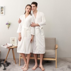 Year-End Thin Summer Waffle Bathrobe for Women Simple V-Neck Three-Quarter Sleeve Absorbent Couple's Nightgown for Spring and Autumn Year-End Thin Summer Waffle Bathrobe for Women Simple V-Neck Three-Quarter Sleeve Absorbent Couple's Nightgown for Spring and Autumn
