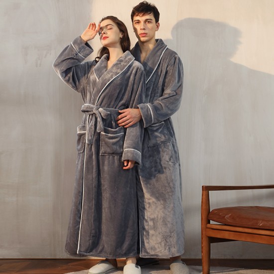 Extra-Long Nightgown for Men and Women, Autumn/Winter Plus-Sized Coral Fleece Pajamas for Men, Thickened Winter Couple's Flannel Pajamas for Men Extra-Long Nightgown for Men and Women, Autumn/Winter Plus-Sized Coral Fleece Pajamas for Men, Thickened Winter Couple's Flannel Pajamas for Men