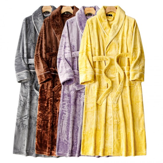 Autumn/Winter Comfortable Cotton Fleece Nightgown for Women, Thickened Coral Fleece Pajamas, Plus-Sized Bathrobe with Ankle Length Autumn/Winter Comfortable Cotton Fleece Nightgown for Women, Thickened Coral Fleece Pajamas, Plus-Sized Bathrobe with Ankle Length