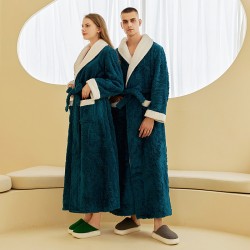 Men's double-layered, thickened, comfortable cotton velvet nightgown, men's, winter long plus-size, jacquard flannel bathrobe. Autumn Men's double-layered, thickened, comfortable cotton velvet nightgown, men's, winter long plus-size, jacquard flannel bathrobe. Autumn