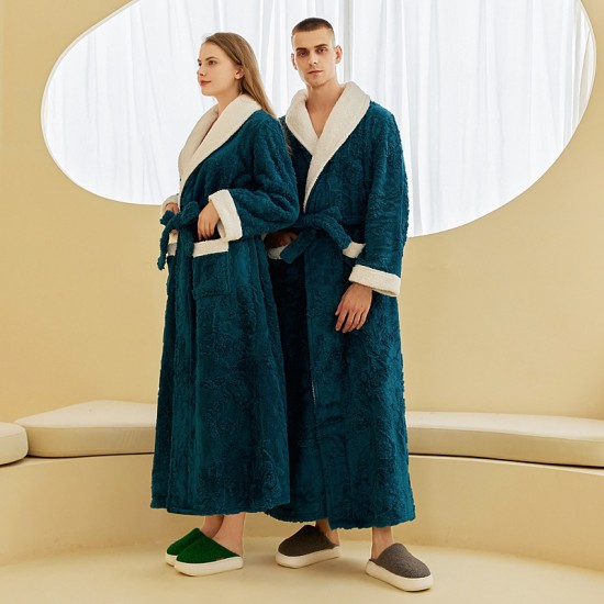 Men's double-layered, thickened, comfortable cotton velvet nightgown, men's, winter long plus-size, jacquard flannel bathrobe. Autumn Men's double-layered, thickened, comfortable cotton velvet nightgown, men's, winter long plus-size, jacquard flannel bathrobe. Autumn