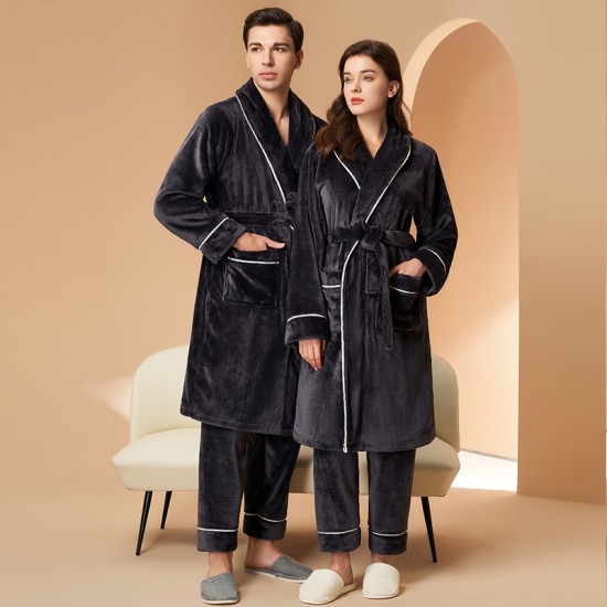 New Chinese-style gradient waffle couple's bathrobes for women. Men's soft, absorbent, breathable nightgown for spring, summer, and autumn.