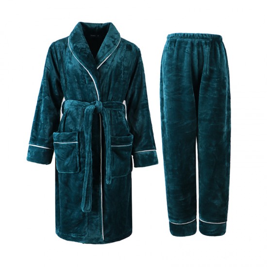 New Chinese-style gradient waffle couple's bathrobes for women. Men's soft, absorbent, breathable nightgown for spring, summer, and autumn.