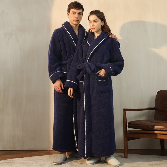Autumn and Winter Thickened Comfortable Cotton Fleece Nightgown for Men Winter Plus Size Luxury Couple's Bathrobe for Women Extra Long Pajamas Autumn and Winter Thickened Comfortable Cotton Fleece Nightgown for Men Winter Plus Size Luxury Couple's Bathrobe for Women Extra Long Pajamas