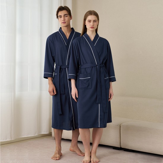 Hotel bathrobe for women, spring and summer thin absorbent quick-drying robe for men, mid-length plus-size hot spring swimming and sauna towels Hotel bathrobe for women, spring and summer thin absorbent quick-drying robe for men, mid-length plus-size hot spring swimming and sauna towels