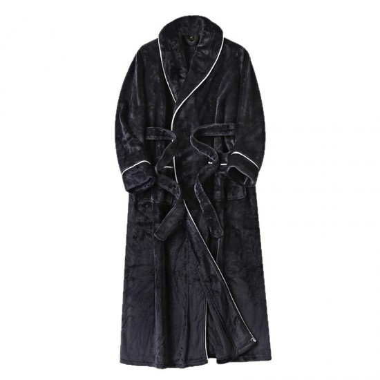 Classic European and American, simple, extra-long flannel robe for men. Autumn and Winter Thickened Plus-Sized Coral Fleece Bathrobes for Women Classic European and American, simple, extra-long flannel robe for men. Autumn and Winter Thickened Plus-Sized Coral Fleece Bathrobes for Women