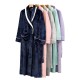European Size Extra-Long Plush Cut Velvet Hooded Striped Couple's Nightgown, Men's and Women's Plus Size Flannel Bathrobe, Autumn/Winter European Size Extra-Long Plush Cut Velvet Hooded Striped Couple's Nightgown, Men's and Women's Plus Size Flannel Bathrobe, Autumn/Winter