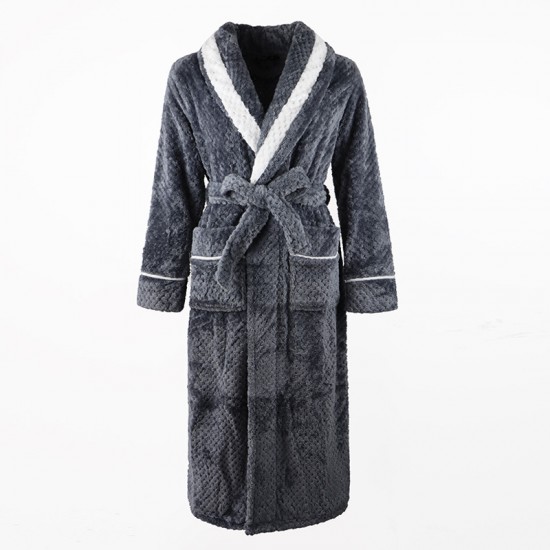 End-of-Year 2022 New European and American Crafted Jacquard Double-Layer Thickened Plus-Size Flannel Nightgowns Net Weight: 1300g