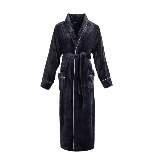 [2001 New] Autumn and Winter Extra Long Thickened Flannel Nightgown for Men and Women Extra Large Coral Fleece Bathrobe