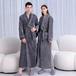 [2001 New] Autumn and Winter Extra Long Thickened Flannel Nightgown for Men and Women Extra Large Coral Fleece Bathrobe