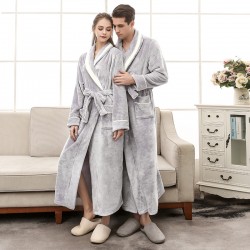 [New 2102] Thickened, extra-long, comfortable cotton fleece couple's nightgown, plus-size, plush, plush, men's nightgown.