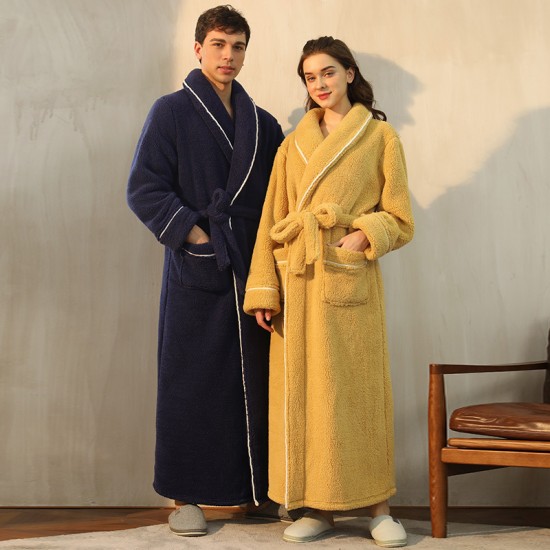 Autumn and Winter Thickened Comfortable Cotton Fleece Nightgown for Men Winter Plus Size Luxury Couple's Bathrobe for Women Extra Long Pajamas Autumn and Winter Thickened Comfortable Cotton Fleece Nightgown for Men Winter Plus Size Luxury Couple's Bathrobe for Women Extra Long Pajamas