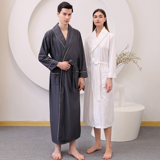 Summer thin satin bathrobe absorbent quick-drying couple's robe, extra long and plus-size for men, spring and autumn Summer thin satin bathrobe absorbent quick-drying couple's robe, extra long and plus-size for men, spring and autumn
