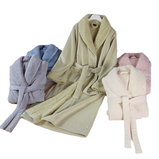 New autumn and winter Beibei fleece series. Extra-long, thickened flannel couple's nightgown, plus-size, women's pajamas.
