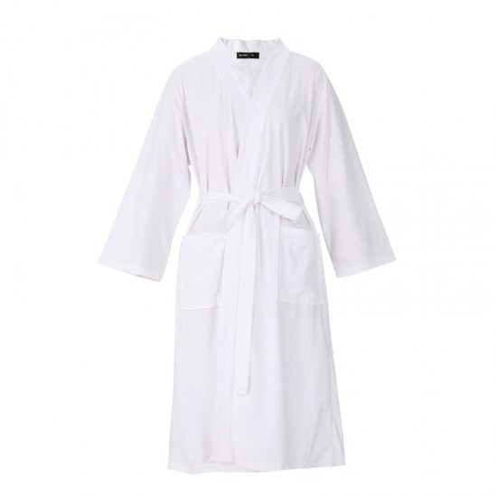 Spring and Summer Women's Thin Waffle Couple's Nightgown for Men and Women Summer Three-Quarter Sleeve Korean Style Absorbent Yukata