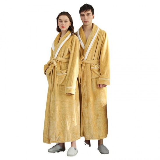 [New 2102] Thickened, extra-long, comfortable cotton fleece couple's nightgown, plus-size, plush, plush, men's nightgown.