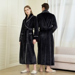 Classic European and American, simple, extra-long flannel robe for men. Autumn and Winter Thickened Plus-Sized Coral Fleece Bathrobes for Women Classic European and American, simple, extra-long flannel robe for men. Autumn and Winter Thickened Plus-Sized Coral Fleece Bathrobes for Women
