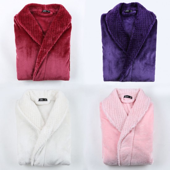 Autumn and Winter Plus Size Flannel Couple's Nightgown for Men and Women Baby Fleece Spliced Thickened Long Bathrobe Autumn and Winter Plus Size Flannel Couple's Nightgown for Men and Women Baby Fleece Spliced Thickened Long Bathrobe