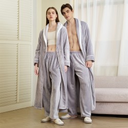 320g thickened, extra-long, comfortable cotton fleece nightgown for men and women, European sizes, simple, plush, plush bathrobe.