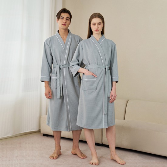 Hotel bathrobe for women, spring and summer thin absorbent quick-drying robe for men, mid-length plus-size hot spring swimming and sauna towels Hotel bathrobe for women, spring and summer thin absorbent quick-drying robe for men, mid-length plus-size hot spring swimming and sauna towels