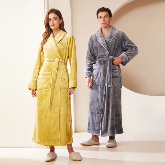 Autumn/Winter Comfortable Cotton Fleece Nightgown for Women, Thickened Coral Fleece Pajamas, Plus-Sized Bathrobe with Ankle Length Autumn/Winter Comfortable Cotton Fleece Nightgown for Women, Thickened Coral Fleece Pajamas, Plus-Sized Bathrobe with Ankle Length