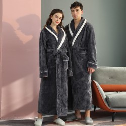 Cross-border hot-selling long, thickened baby fleece couple's robe, winter plus-size flannel bathrobe for men, autumn Cross-border hot-selling long, thickened baby fleece couple's robe, winter plus-size flannel bathrobe for men, autumn