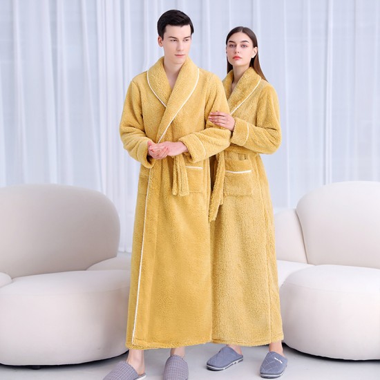 Extra-long nightgown set, autumn/winter, thickened coral fleece with pants, men's, plus-size, plush, plush, women's nightgown. Extra-long nightgown set, autumn/winter, thickened coral fleece with pants, men's, plus-size, plush, plush, women's nightgown.